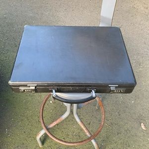 Classic Vintage Leather Combination Briefcase -  CROUCH & FITZGERALD 16x13x3